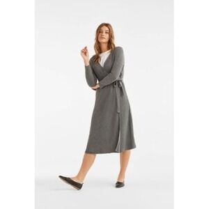 VETTA The Minimalist Capsule Grey Ribbed Wrap Sweater Dress | Size XS